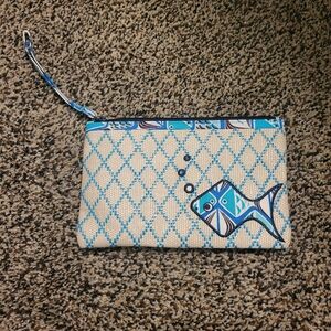 Vera Bradley Blue Fish Pattern Wristlet